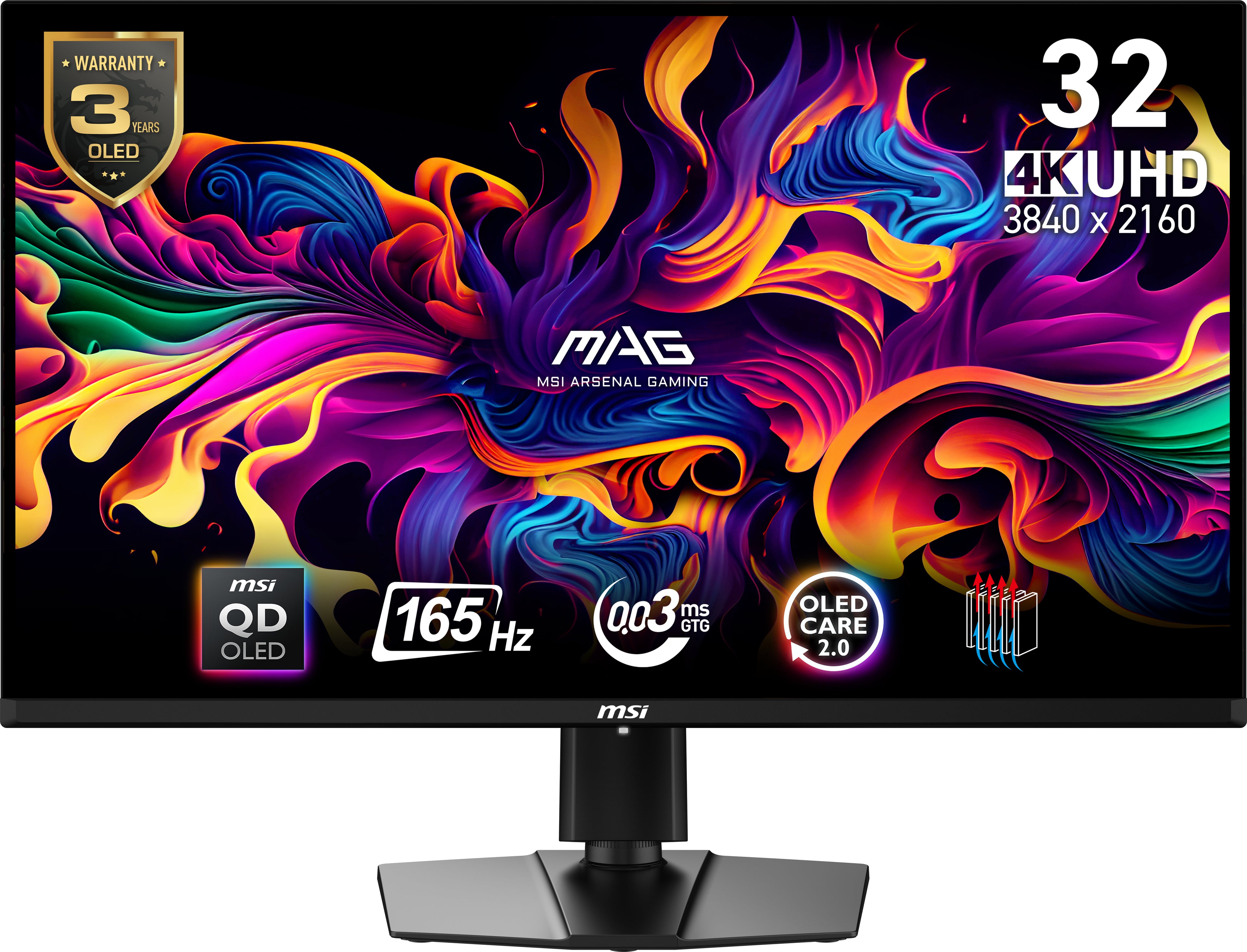 MSI 32in UHD QD-OLED 165Hz Monitor with USB-C 15W True Black 400 - Image 1