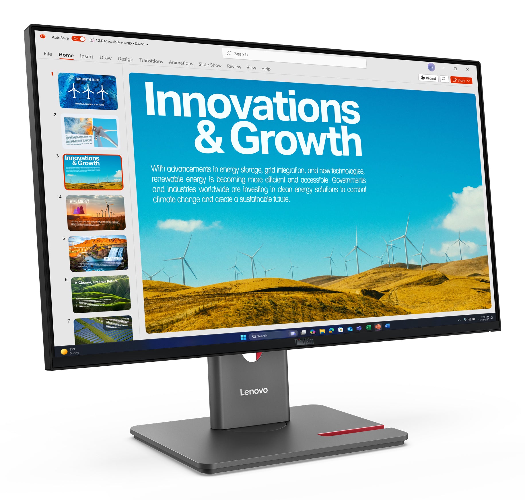 Lenovo ThinkVision P24QD-40 23.8in QHD IPS Monitor 140W USB-C - Image 3