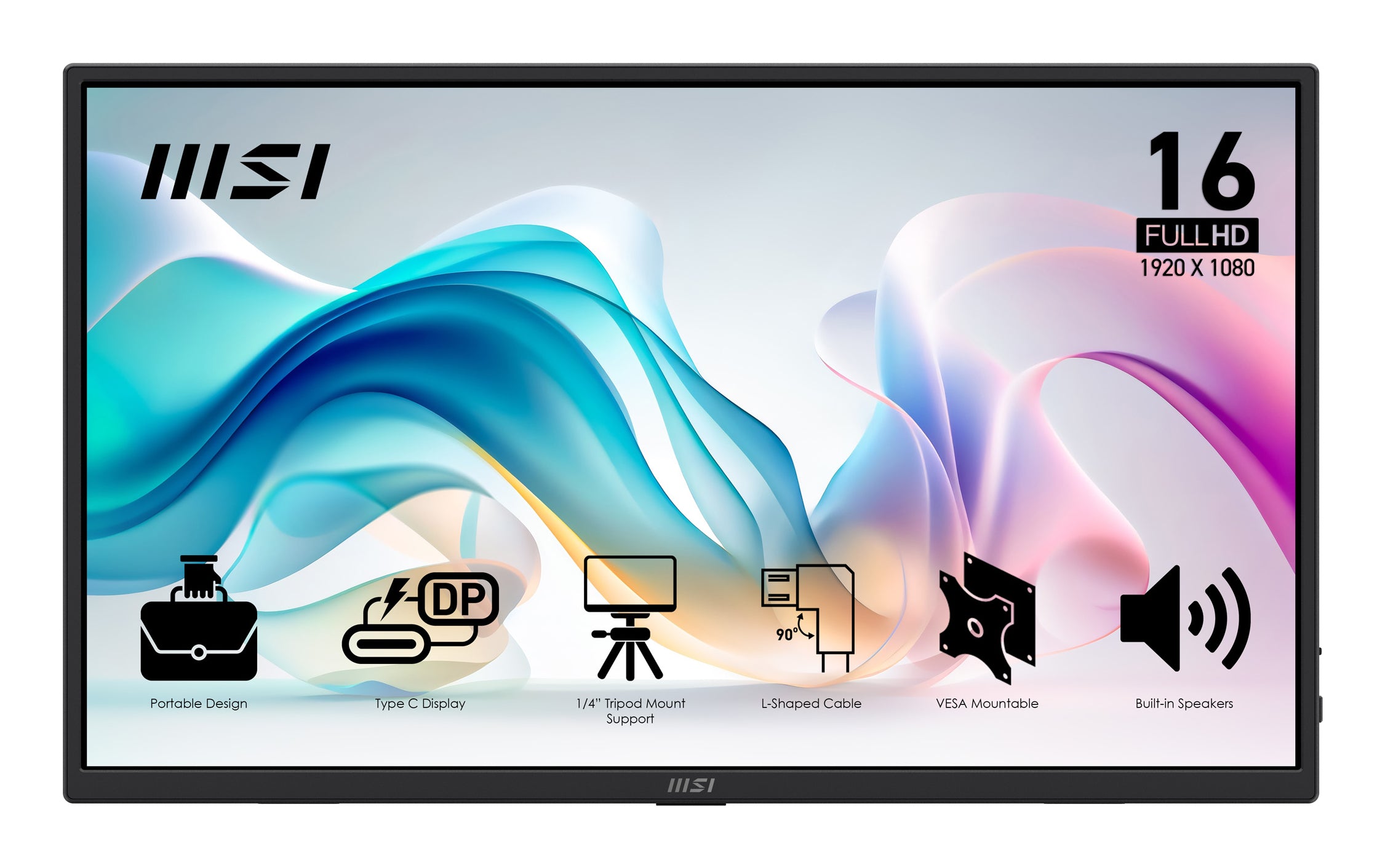 MSI 15.6in FHD IPS Portable Monitor — 60Hz, USB-C x2, Speakers - Image 1