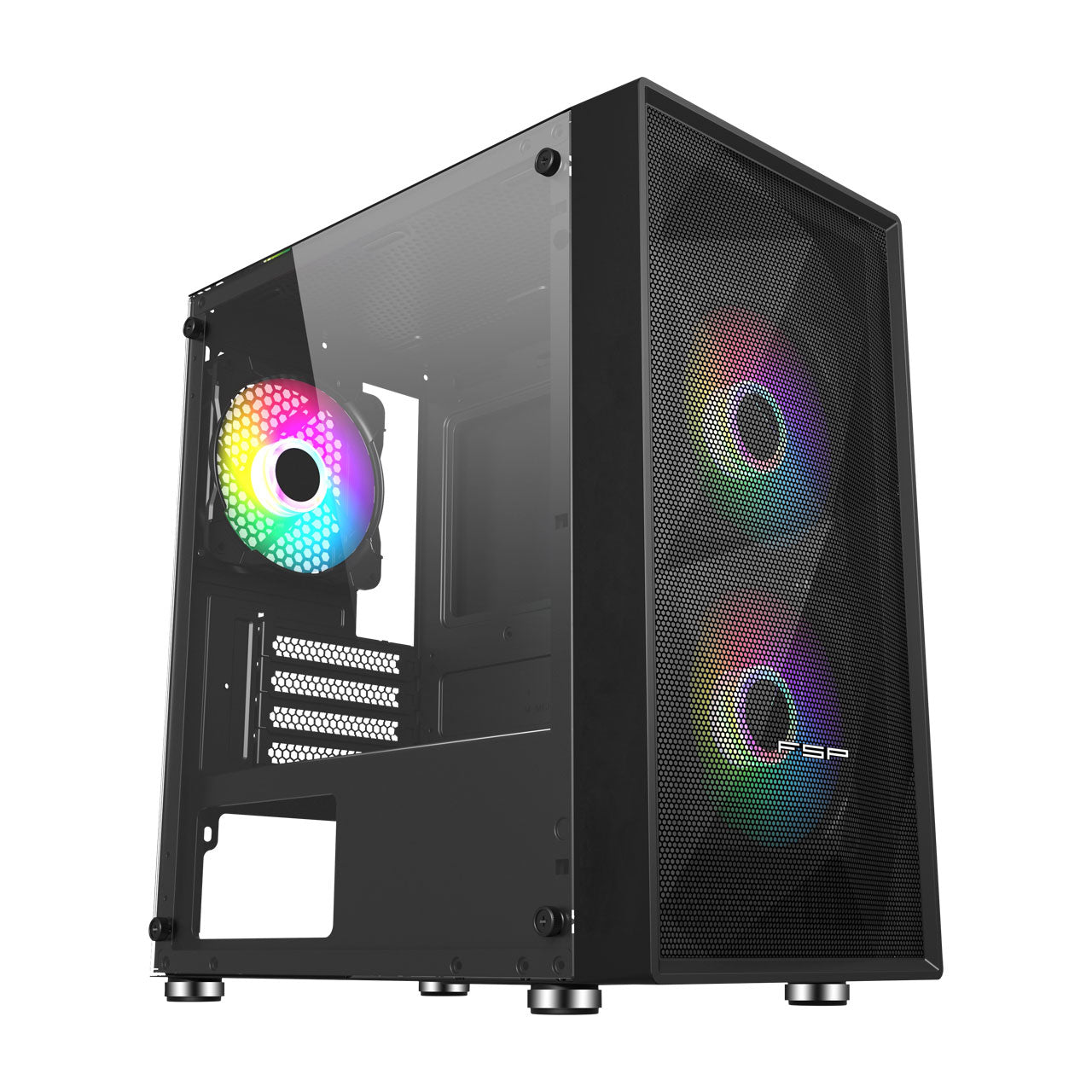 FSP CST130C Compact M-ATX Case - Tempered Glass, 3 ARGB Fans - Image 1