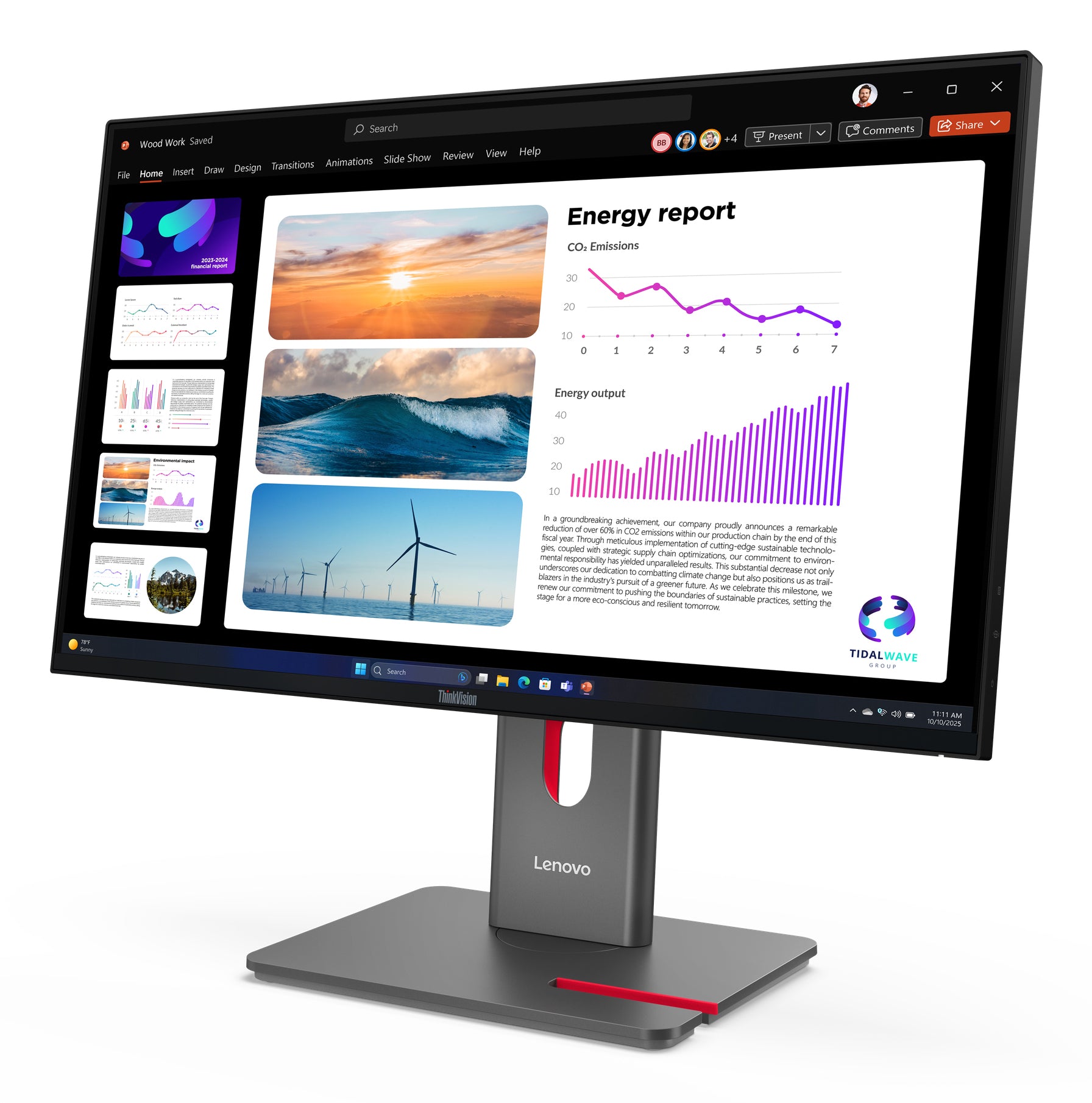 Lenovo ThinkVision P24q-40 23.8in QHD IPS Monitor USB Hub HDMI 2.1 - Image 3
