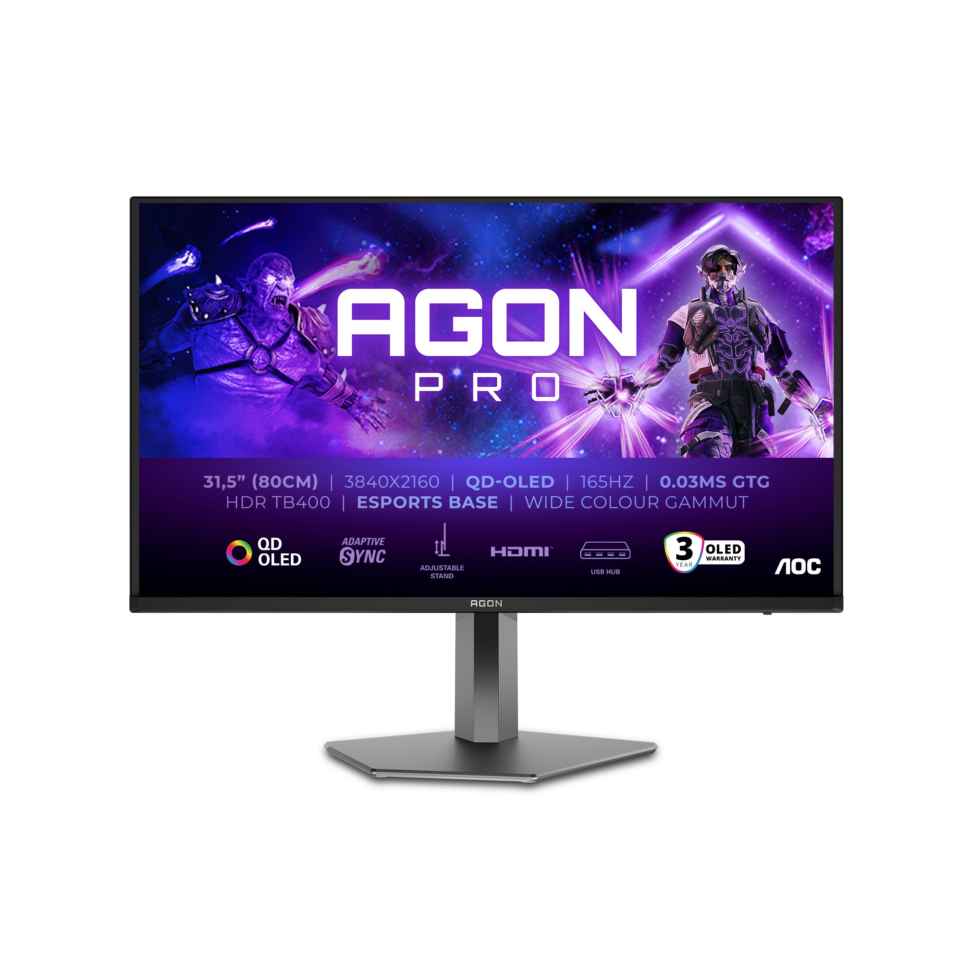 AOC AGON AG326UD 31.5" 4K OLED Gaming Monitor - 144Hz - Image 2