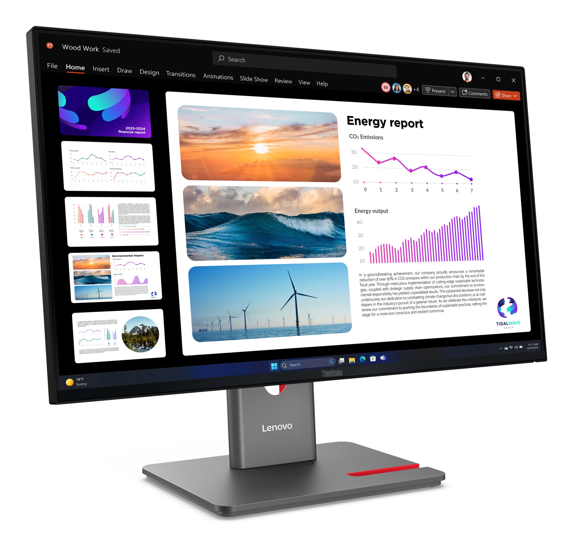 Lenovo ThinkVision P24q-40 23.8in QHD IPS Monitor USB Hub HDMI 2.1 - Image 4