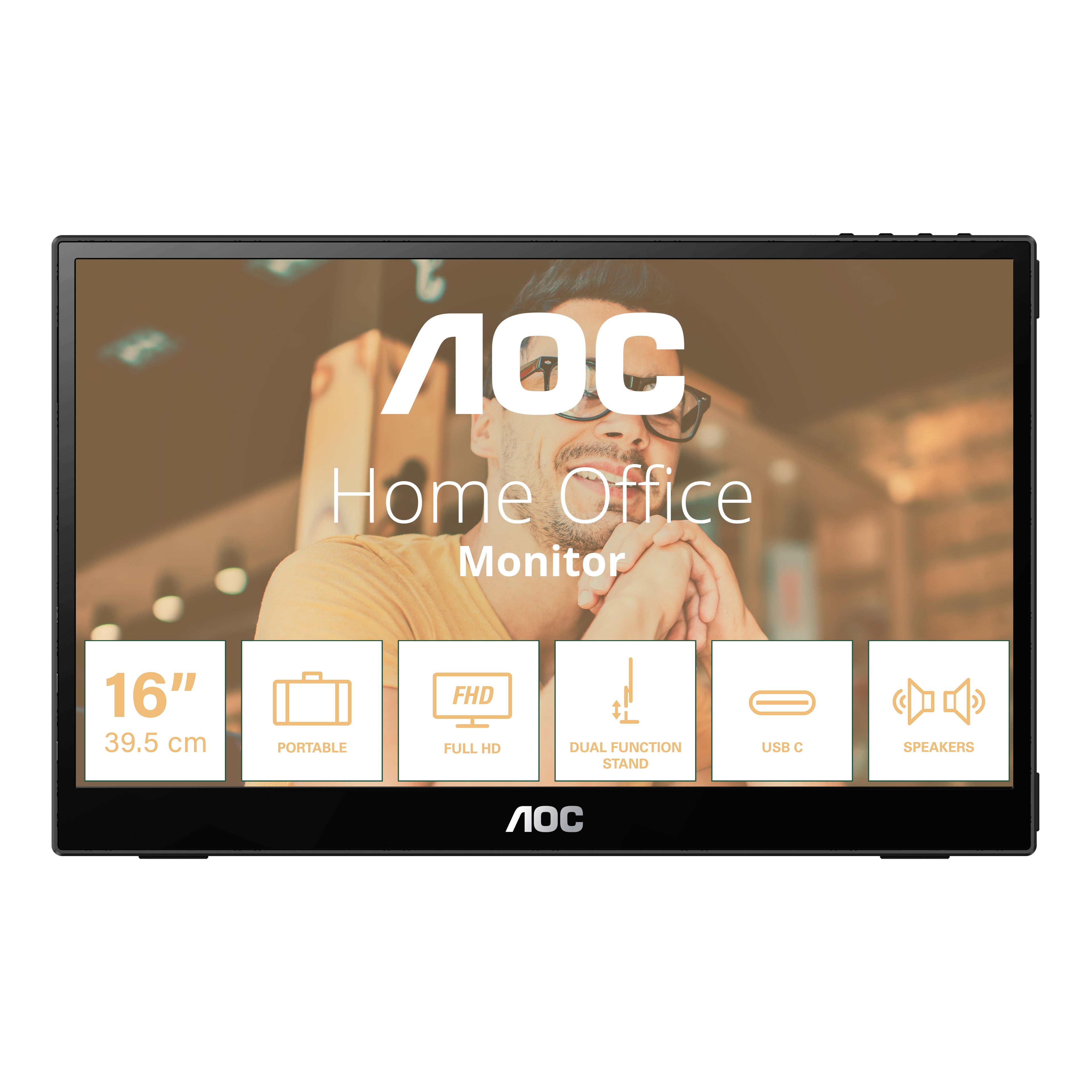 AOC 16T20 15.6" Portable FHD IPS Monitor — USB C/HDMI - Image 1
