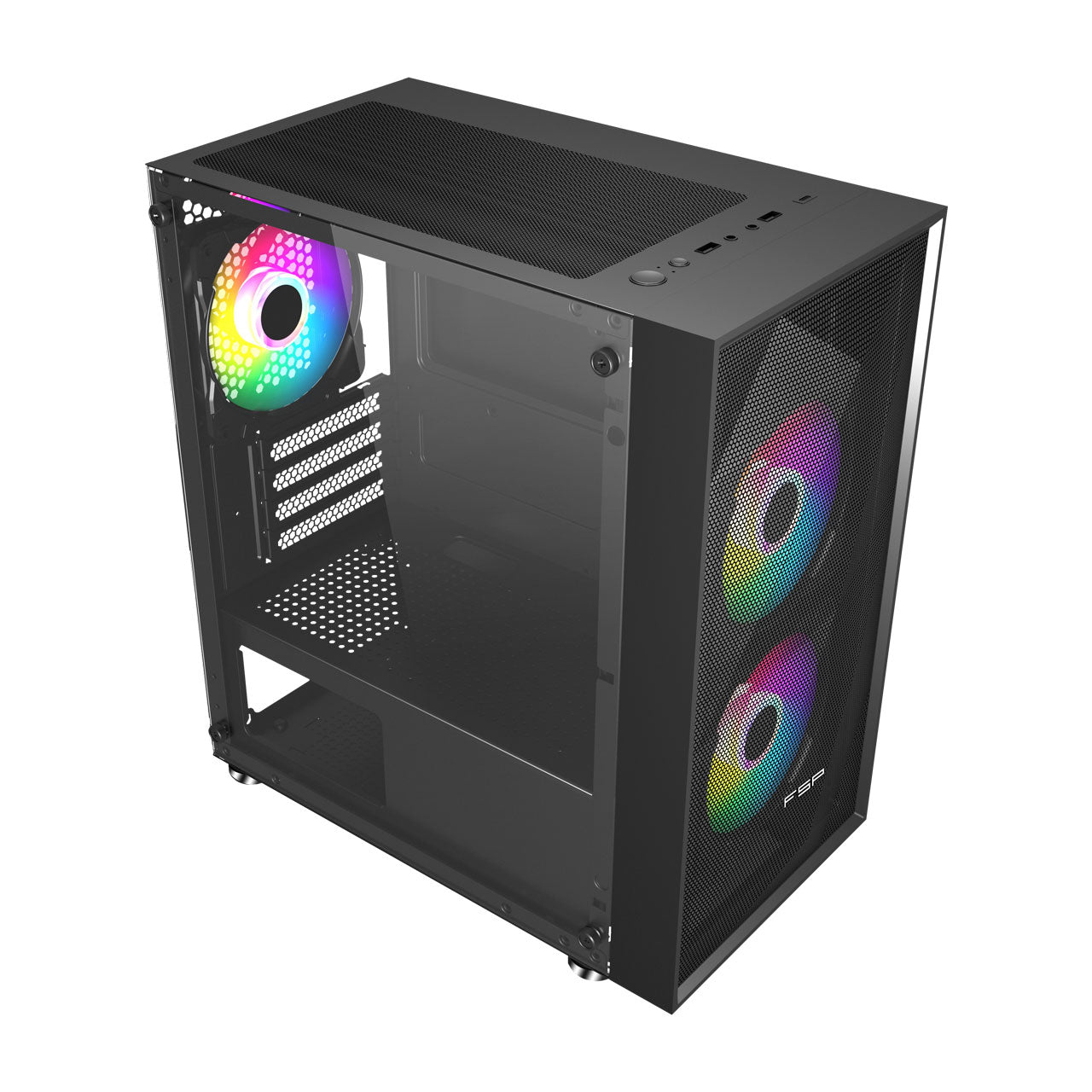 FSP CST130C Compact M-ATX Case - Tempered Glass, 3 ARGB Fans - Image 2