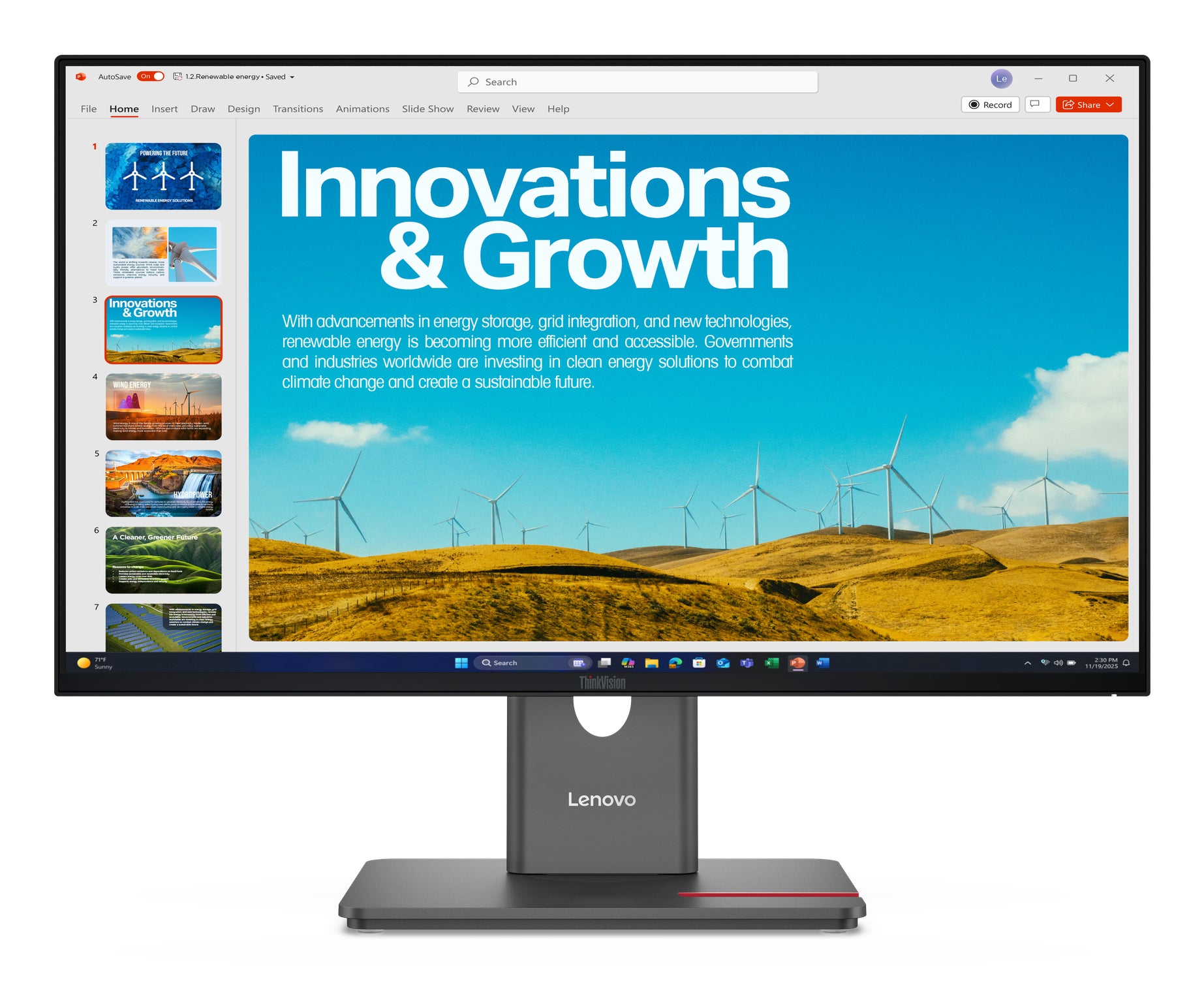 Lenovo ThinkVision P24QD-40 23.8in QHD IPS Monitor 140W USB-C - Image 1