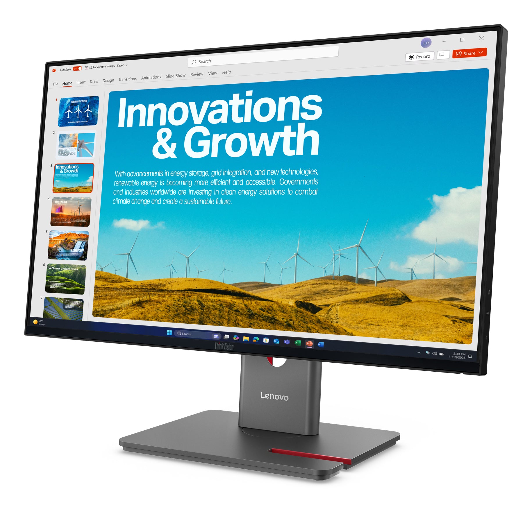 Lenovo ThinkVision P24QD-40 23.8in QHD IPS Monitor 140W USB-C - Image 2