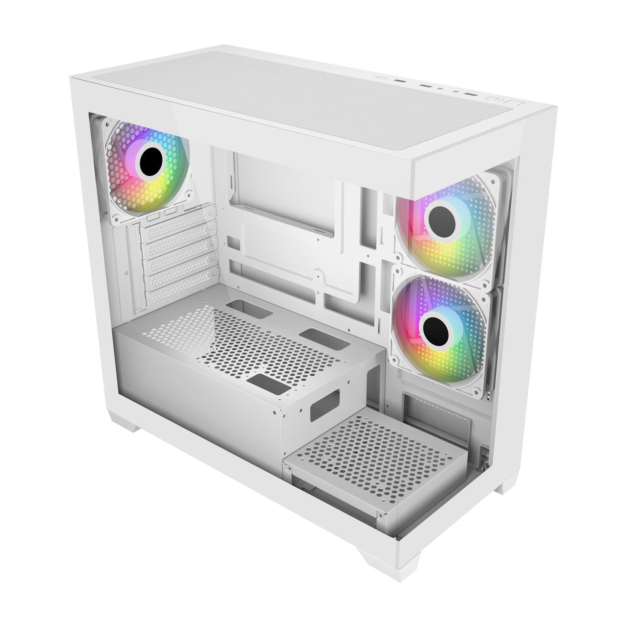 FSP S340-WA White Tempered Glass M-ATX Mid Tower Case - Image 1